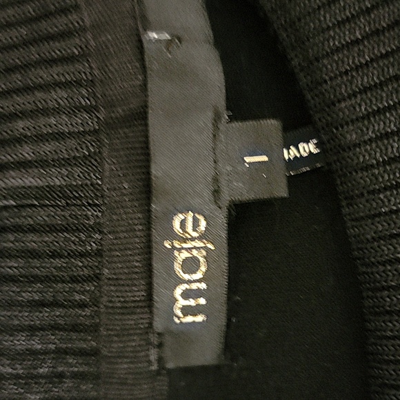 Maje Triangle Lace Up Detail Sweatshirt Velvet Ribbon Black - Picture 2 of 5